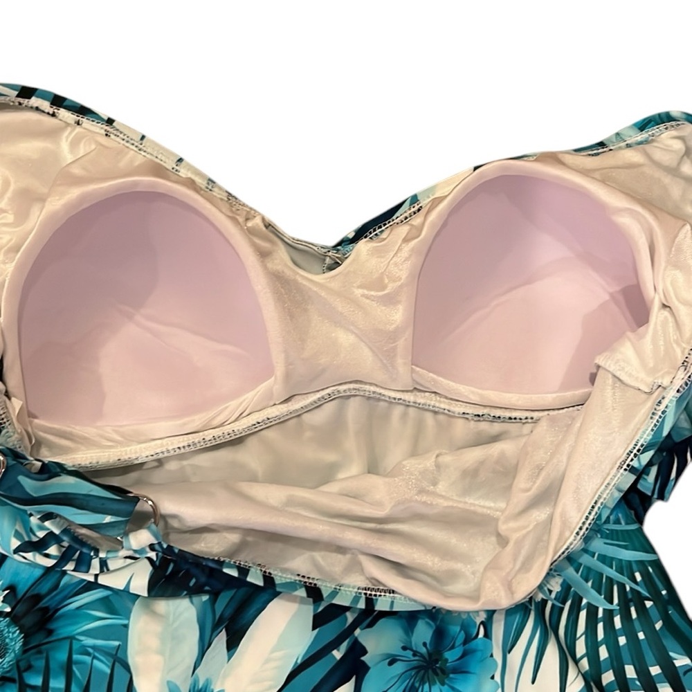 Maxine of Hollywood Blue One Piece Swimsuit Minimizer Size 18W New NWT Minimuze - Picture 6 of 8